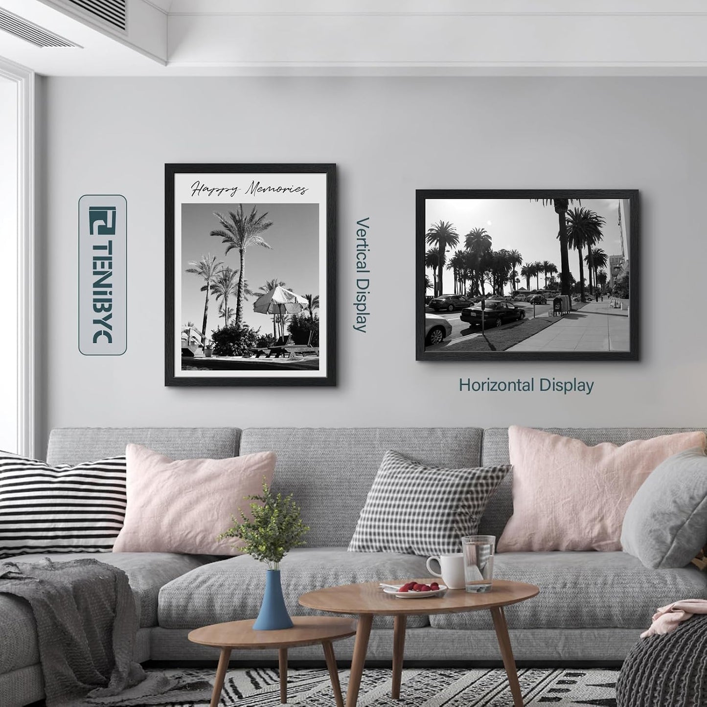 18x24 Poster Frame, Black Wood, 3 Pack, Wall Hanging for Picture | Thick Polished Plexiglass, Large Movie Poster Frame