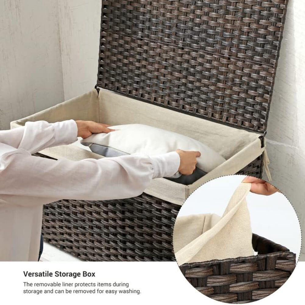 Metal Frame / Woven Blanket Storage Bin / 160 L / Brown