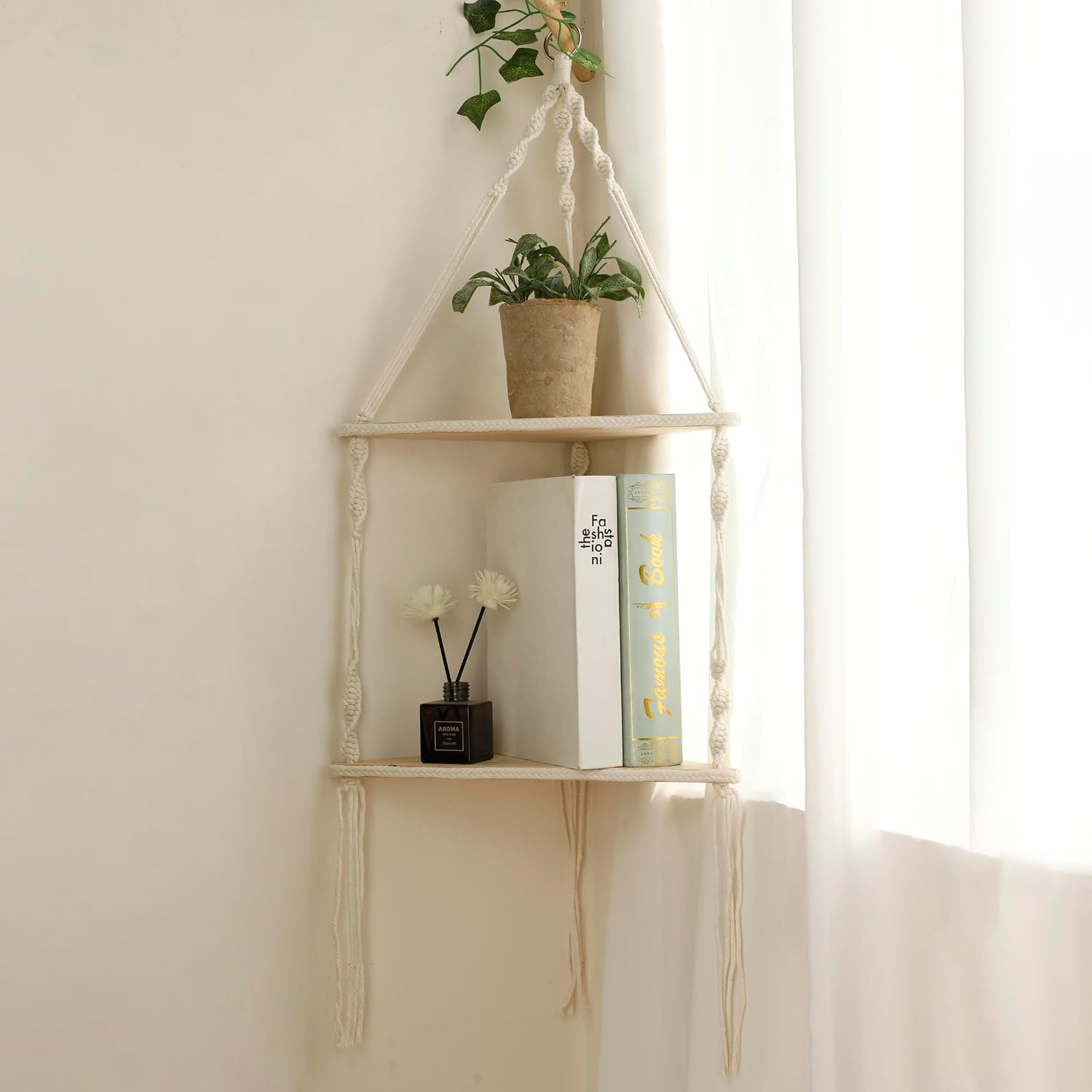 Rustic Wooden Plant / Beige - 2 Tier