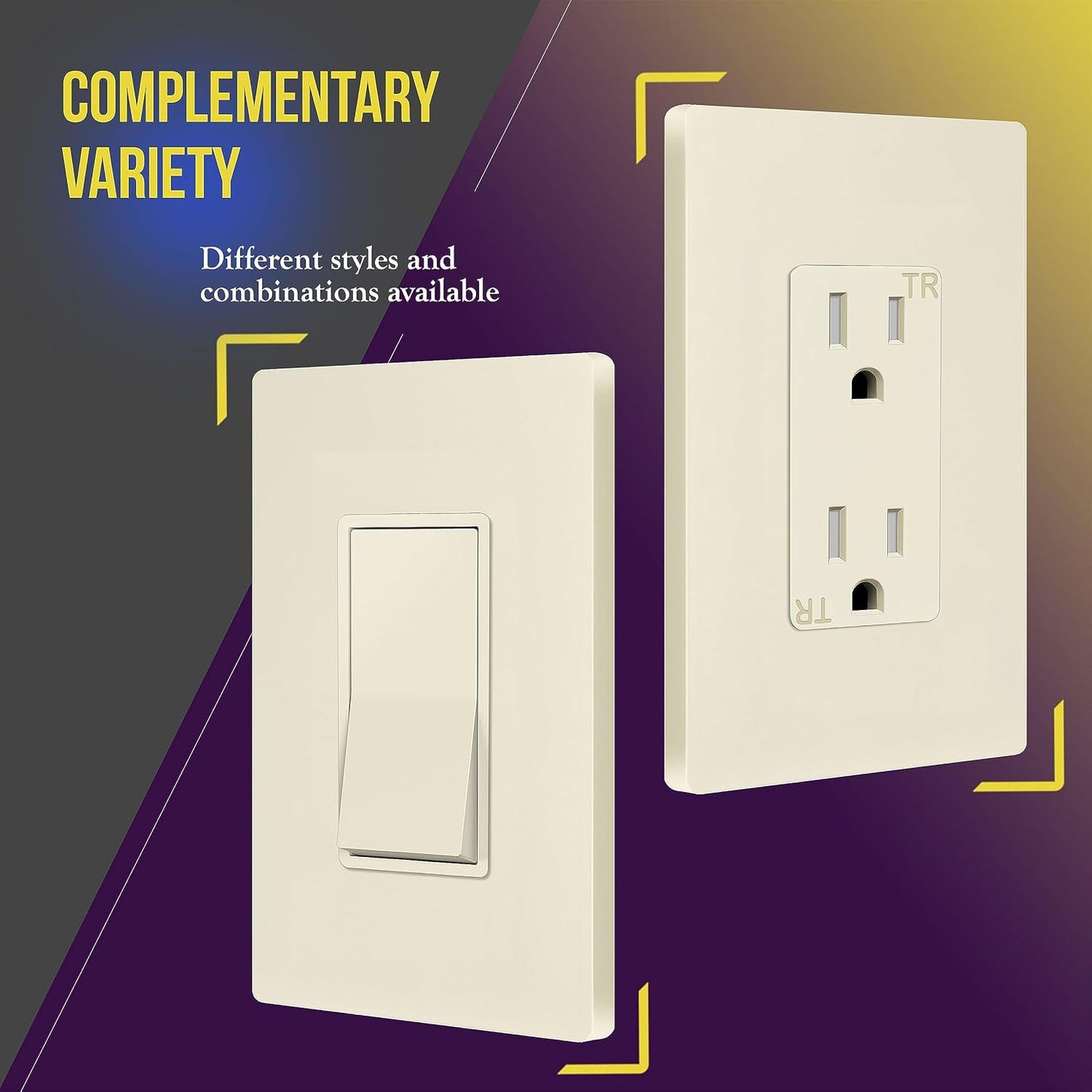 ENERLITES 1-Gang Light Almond Mid-Size Screwless Decorator Wall Plate