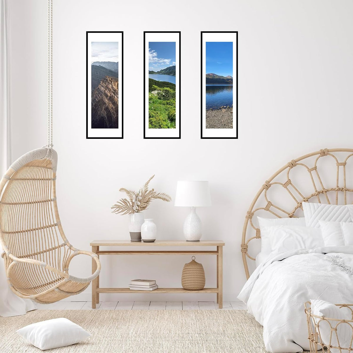 JCJMY 10x30 Picture Frame with 8x24 Mat Set of 4, Display Photo 8x24 with Mat or 10 x 30 Without Mat, Wall Hanging