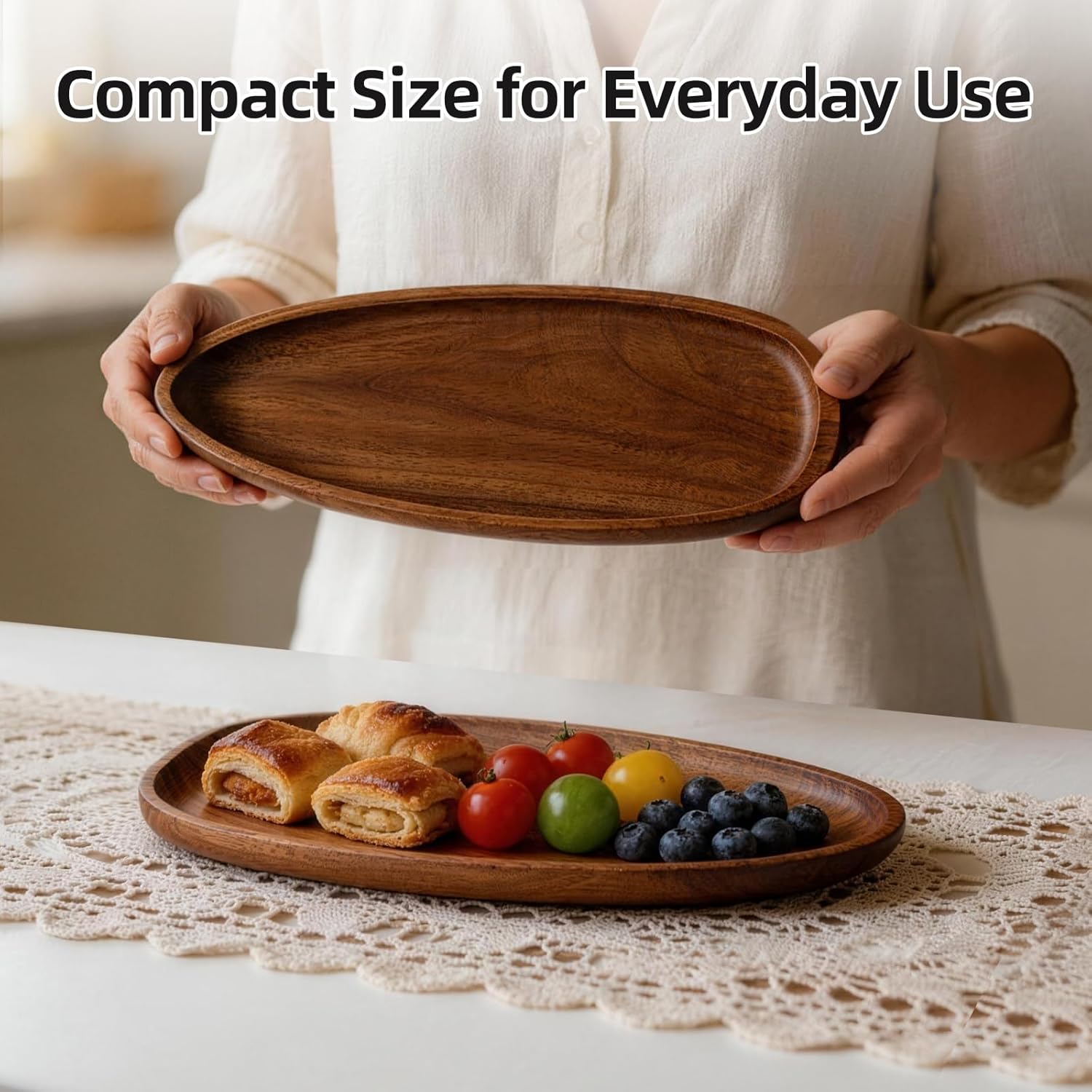 Acacia Wood Decorative Tray / Style 3