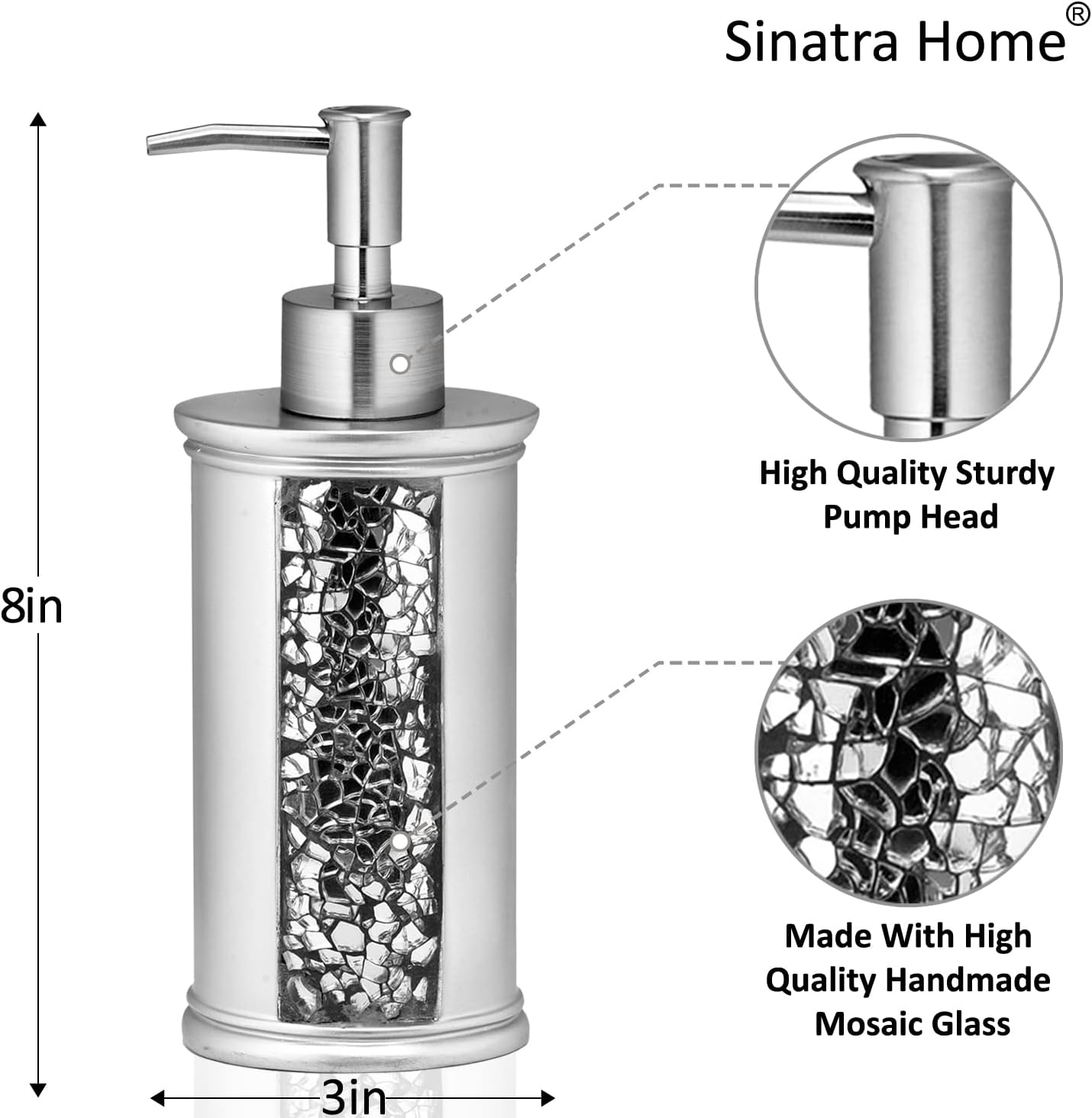 Zahari Home 4pc Sinatra Stylish Bathroom Accessories Set Liquid Soap Dispenser, Tumbler, Tooth Brush Holder and Soap