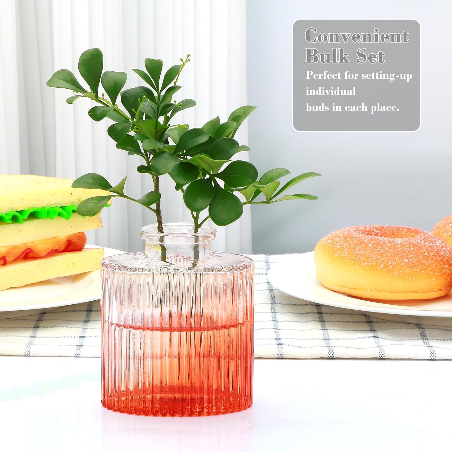 Glass Bud Vases / Orange / Set of 4