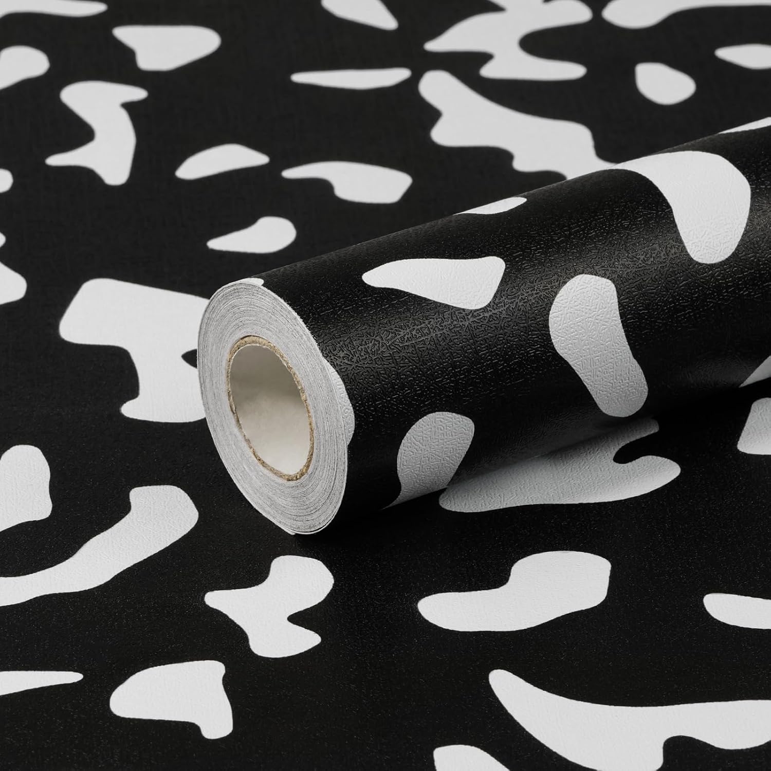 Black Contact Paper Composition Wallpaper Peel and Stick Wallpaper Vintage / 17.3 x 120 / White