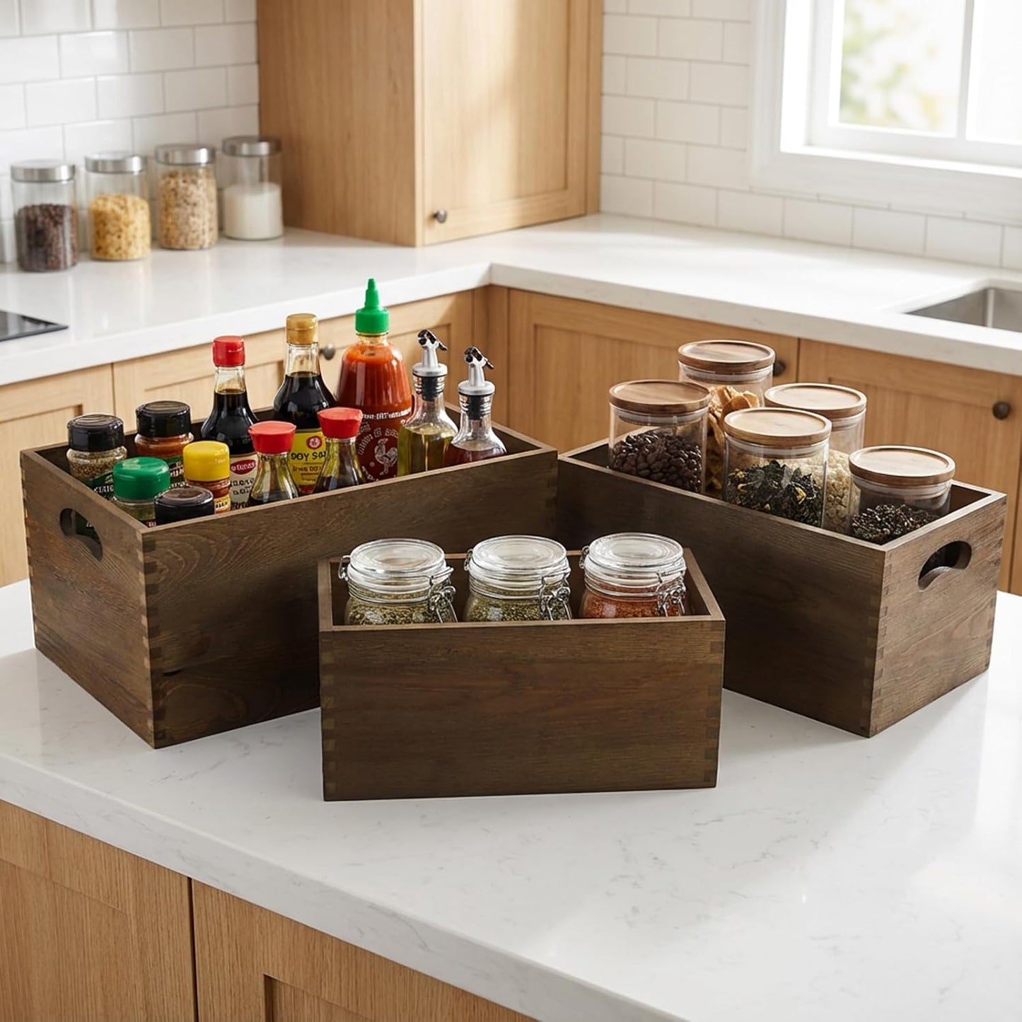 Wood Crate Box / Rustic Brown / Set of 3