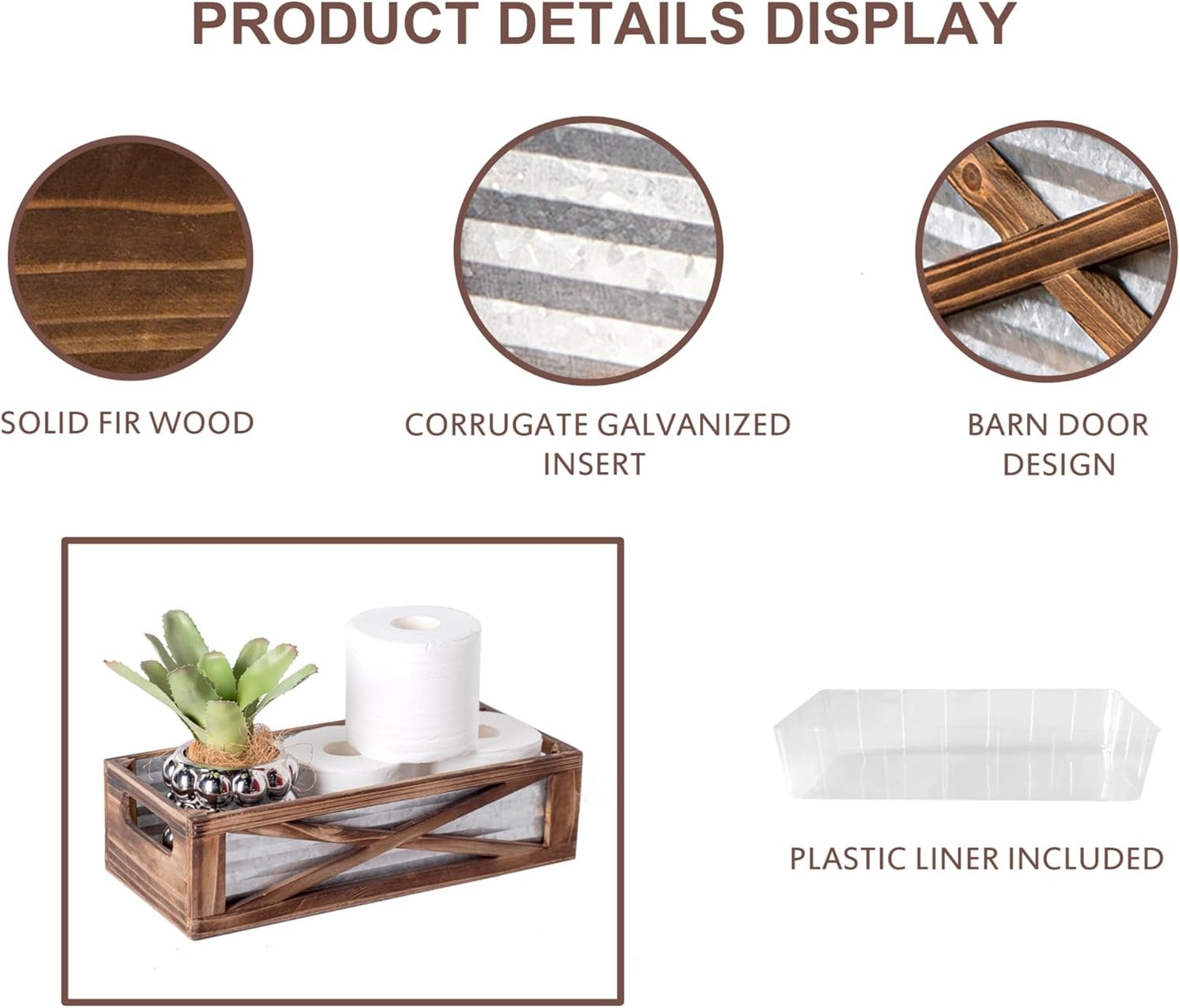 Wooden Toilet Tank Basket / Brown