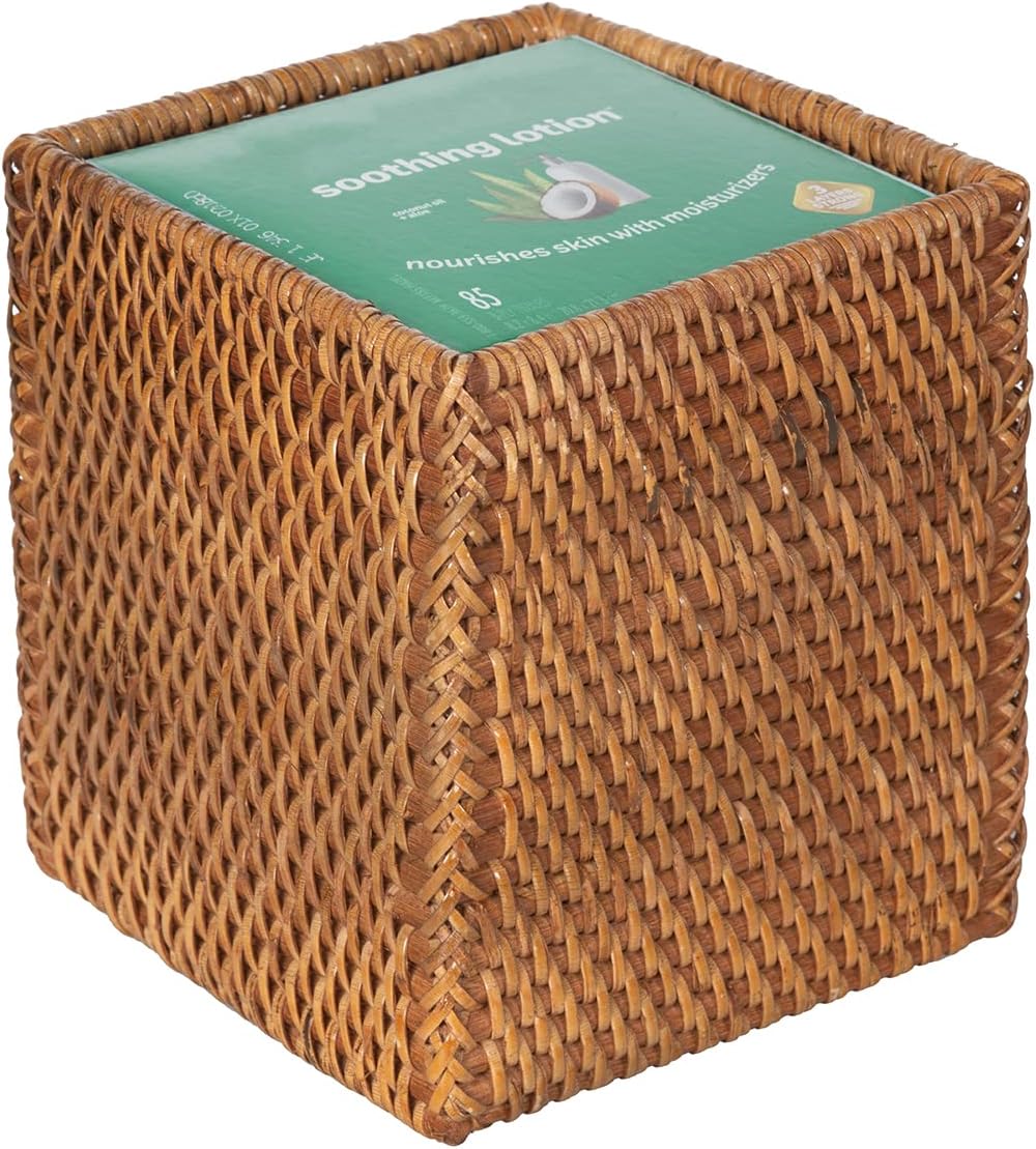 Loma Square Rattan Tissue Box Cover / Brown