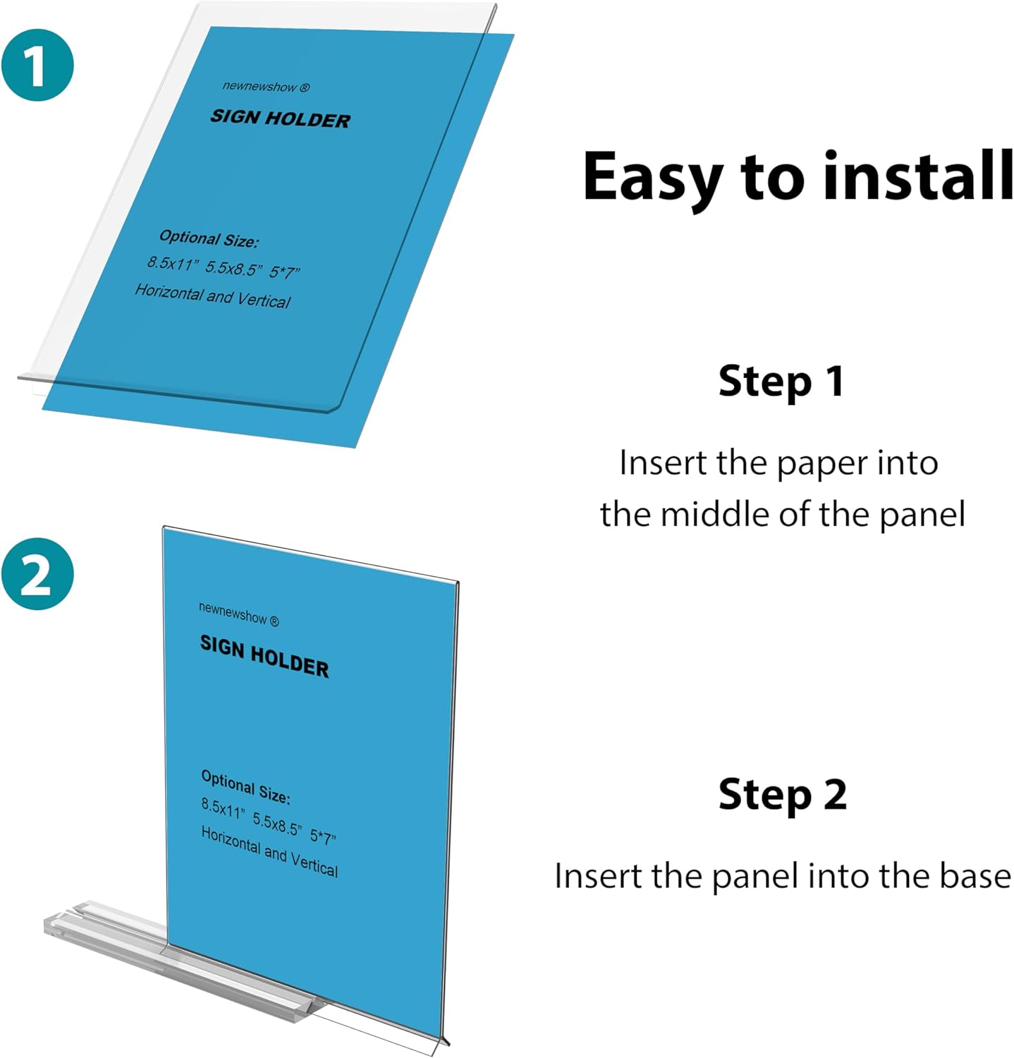 Acrylic Sign Holder Vertical Double-Sided Display Optional Horizontal / 8.5*11 / 8.5 x 11 / Set of 3