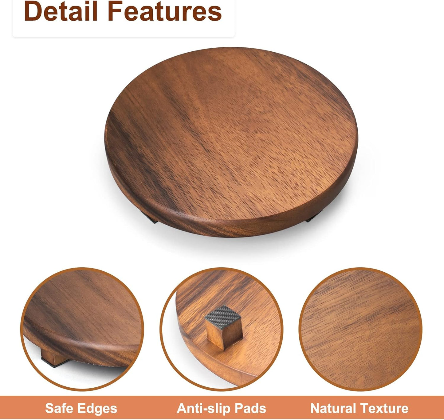 Walnut Wood Pedestal Stand / 9.06 x 9.06 x 1.57 / Round & Inch