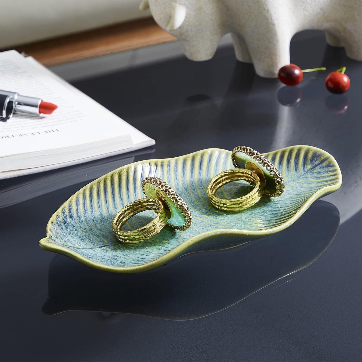Ring Holder Dish / 11.4 x 5.5 x 1.4 / Green