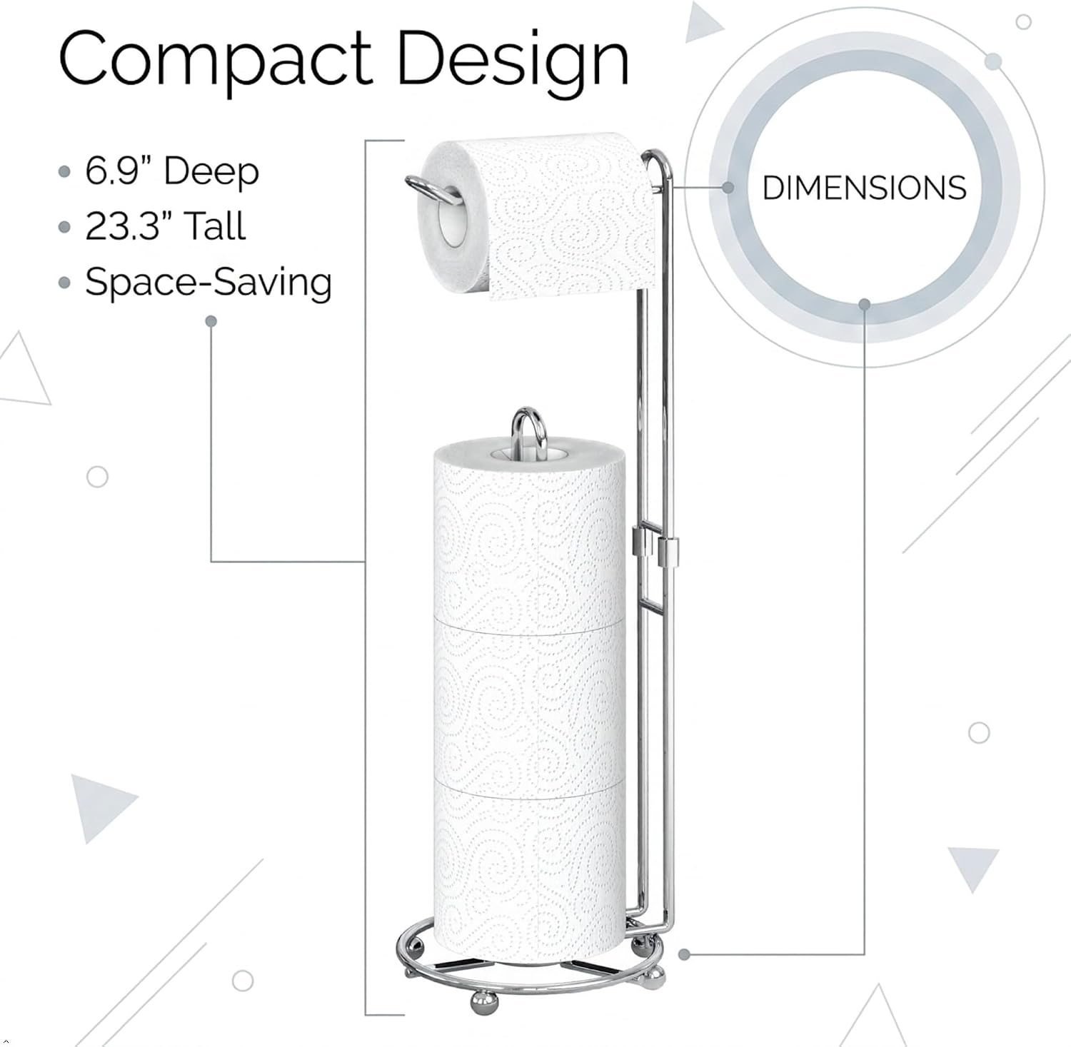 Simple Houseware Toilet Paper Holder Bathroom Tissue Storage Holder, Chrome | 4 Paper Rolls, 6.9" x 6.9" x 23"
