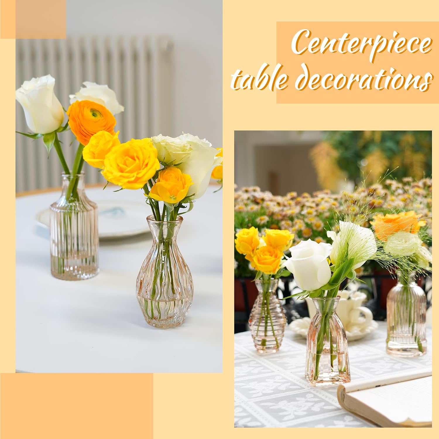 Small Ribbed Vases for Flowers Stripe / Champagne / 2 Packs