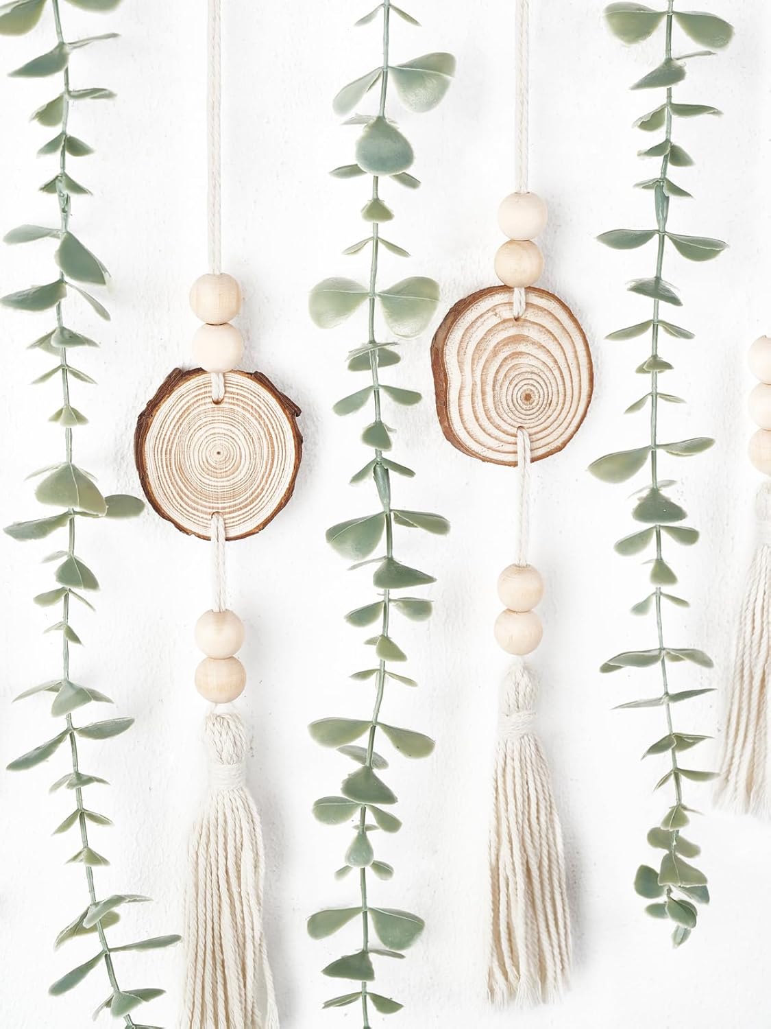 Hanging Artificial Plant Eucalyptus Wall Decor 31'' Wooden Bead Garland / 31 Inches