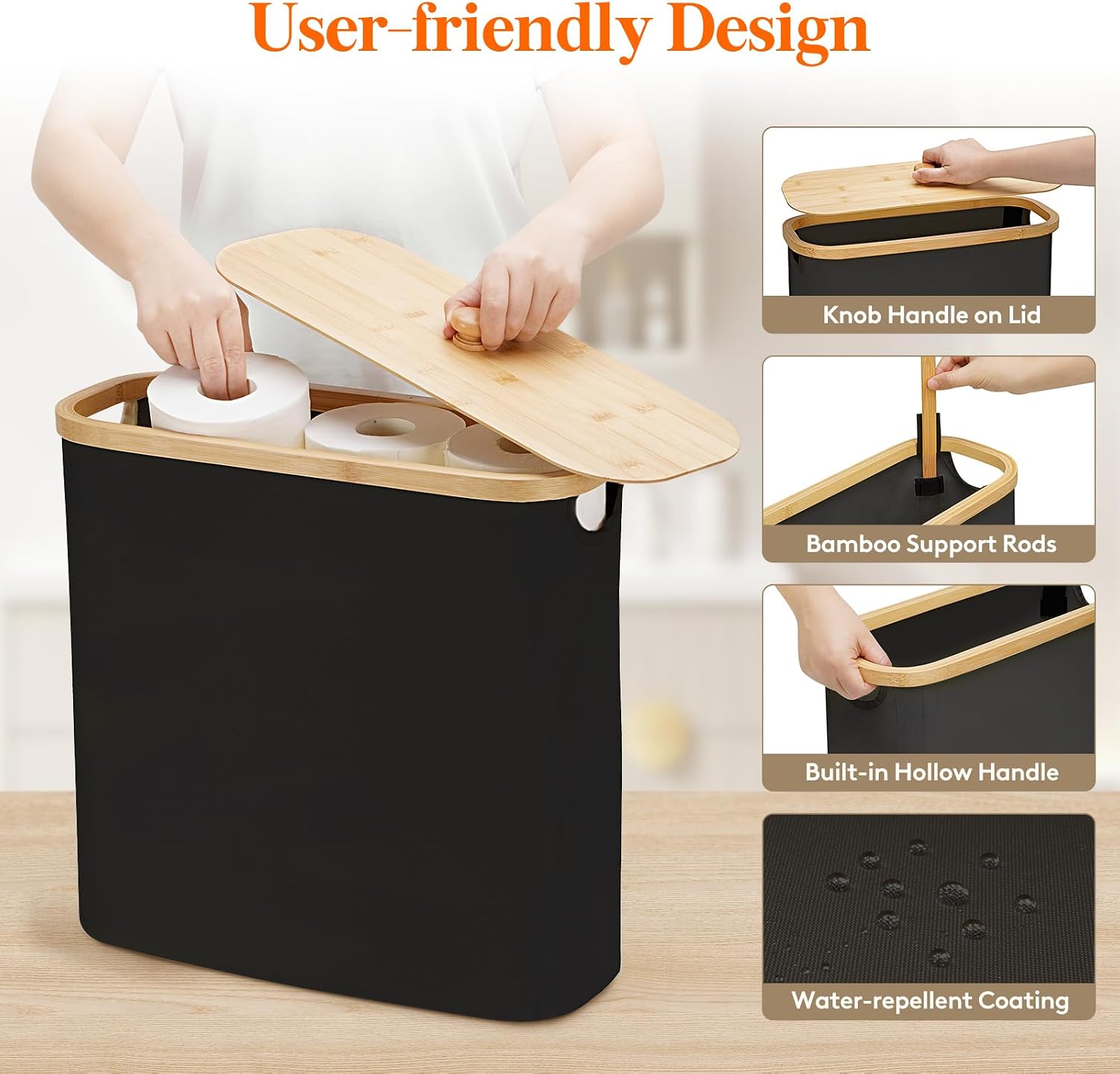 Lifewit Toilet Paper Storage Holder, Extra Large Stand Basket, 30L, Black | 12 to 16 Rolls, Extra Large Paper Stand