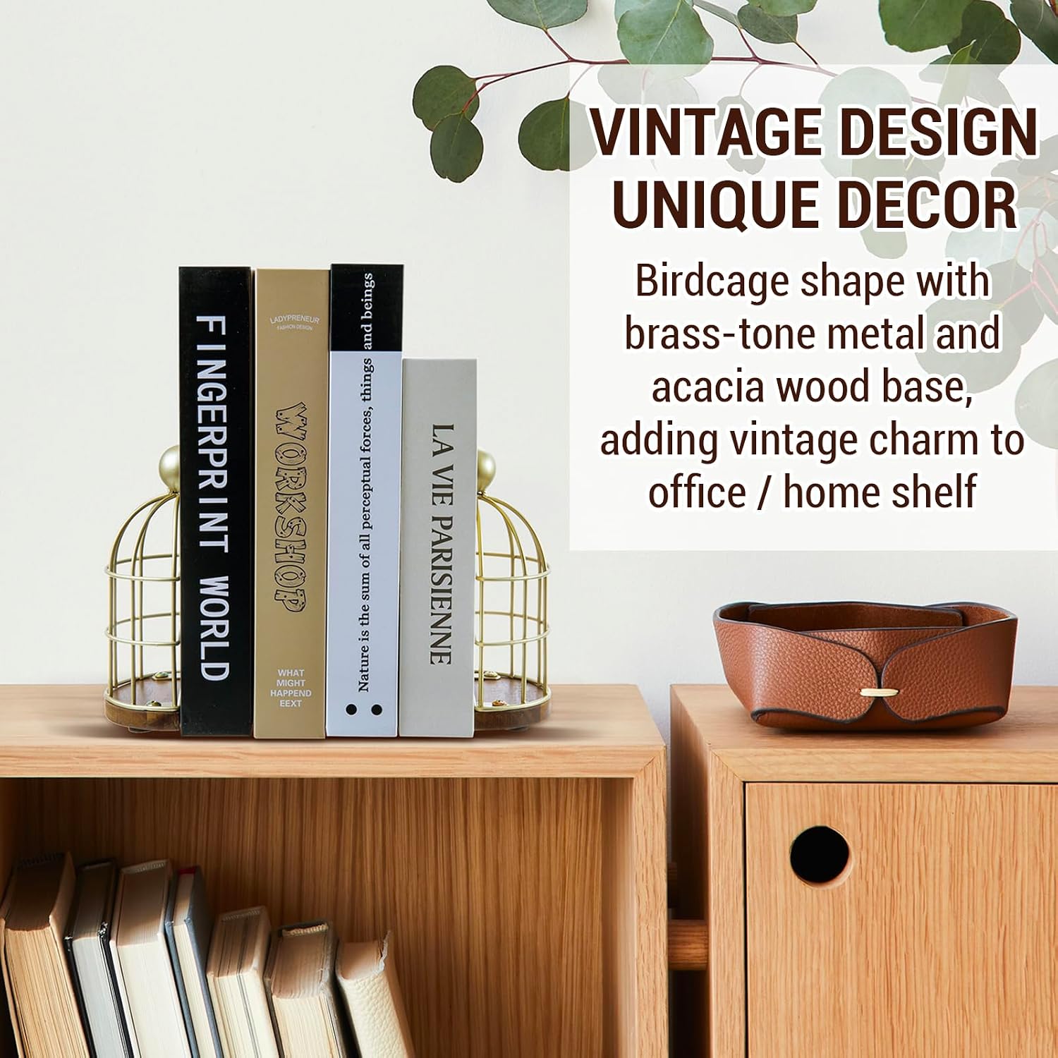 Vintage Brass Bookends / Gold