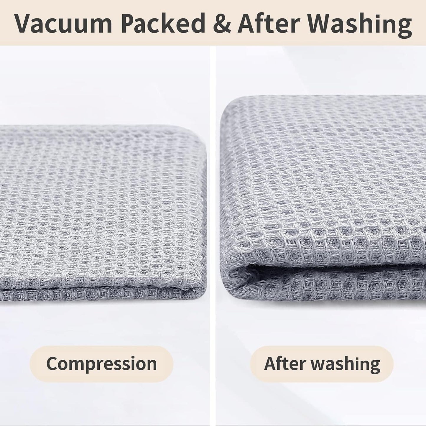 Homaxy 10 Pack 100% Cotton Kitchen Towels and Dishcloths Set, Light Gray | 12 x 12 Inches and 13 x 28 Inches Kitchen