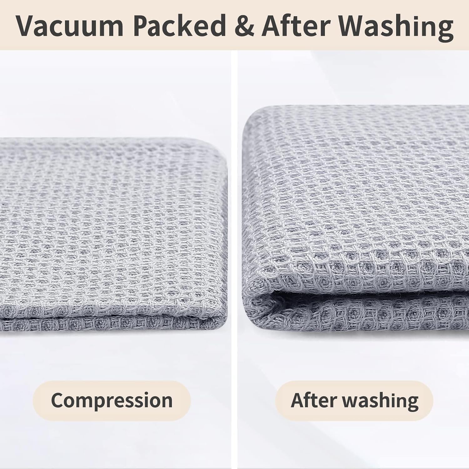 Homaxy 10 Pack 100% Cotton Kitchen Towels and Dishcloths Set, Light Gray | 12 x 12 Inches and 13 x 28 Inches Kitchen