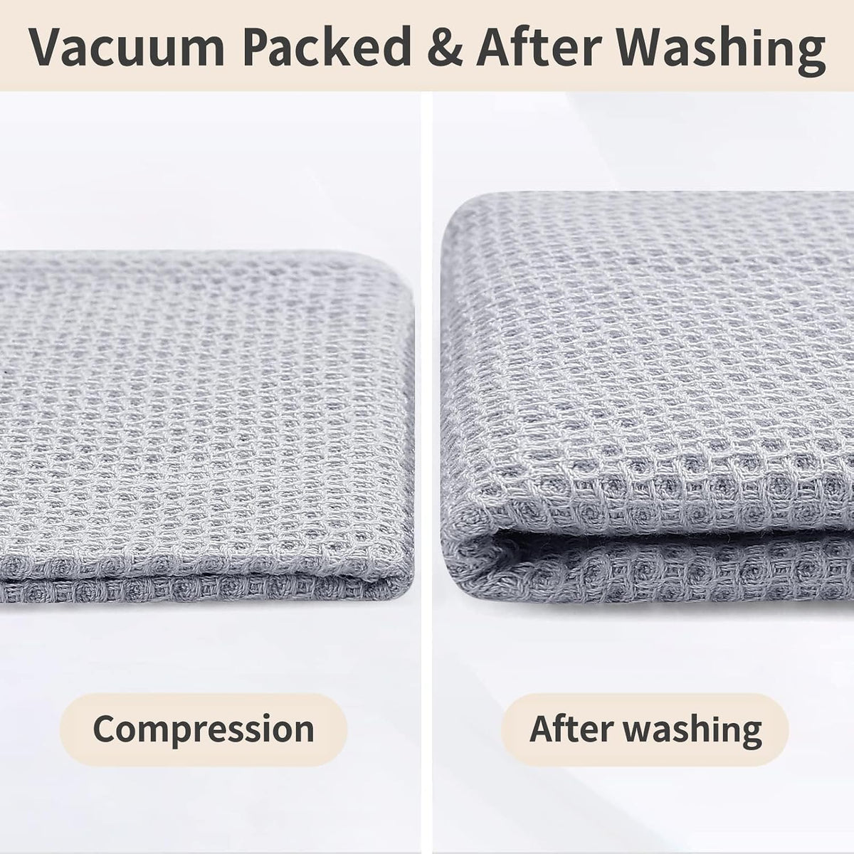 Homaxy 16 Pack 100% Cotton Kitchen Towels and Dishcloths Set, Light Gray | 12 x 12 Inches and 13 x 28 Inches Kitchen