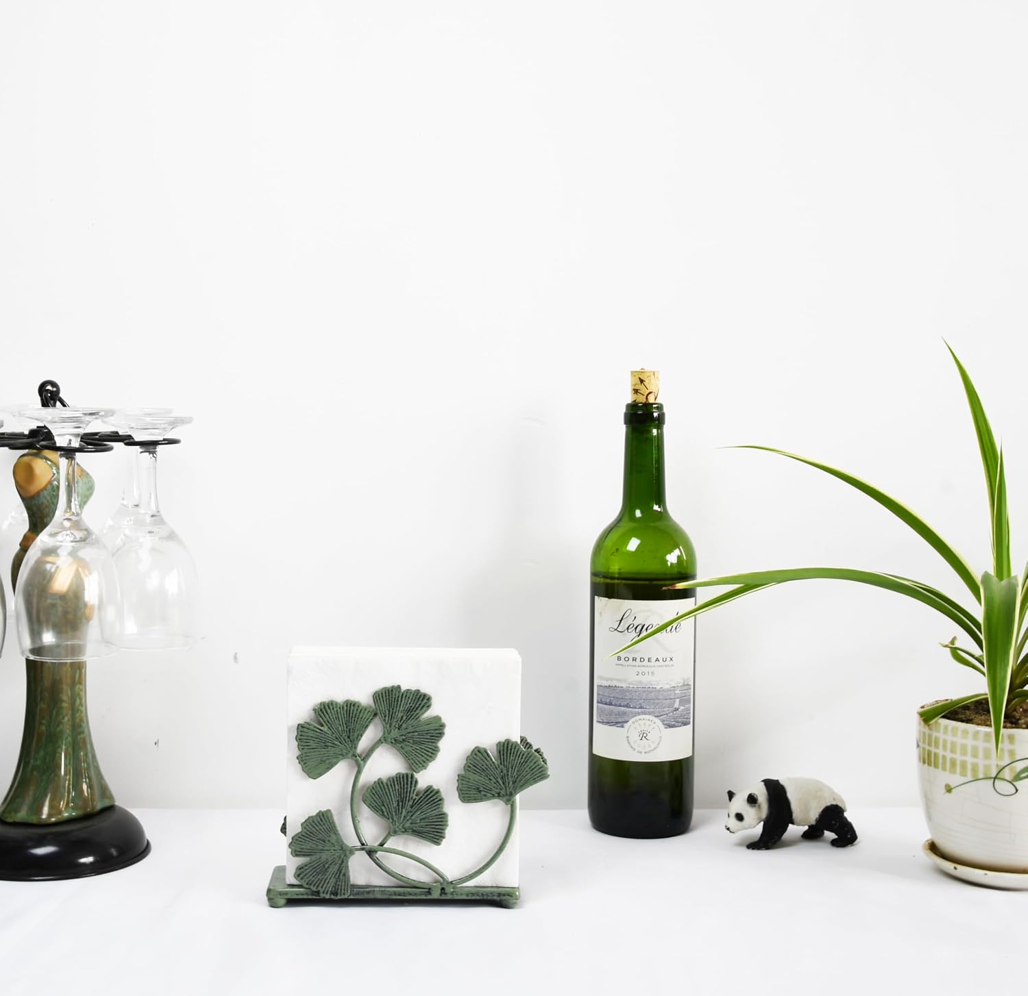 Decorative Metal Paper Napkin Rack / Green / 6 x 5.2