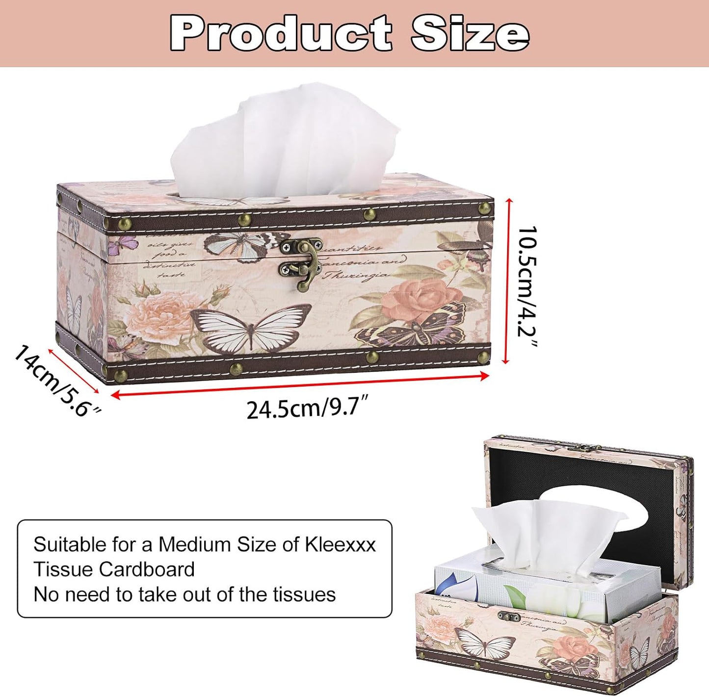Vintage Tissue Box Cover / Pink / Medium