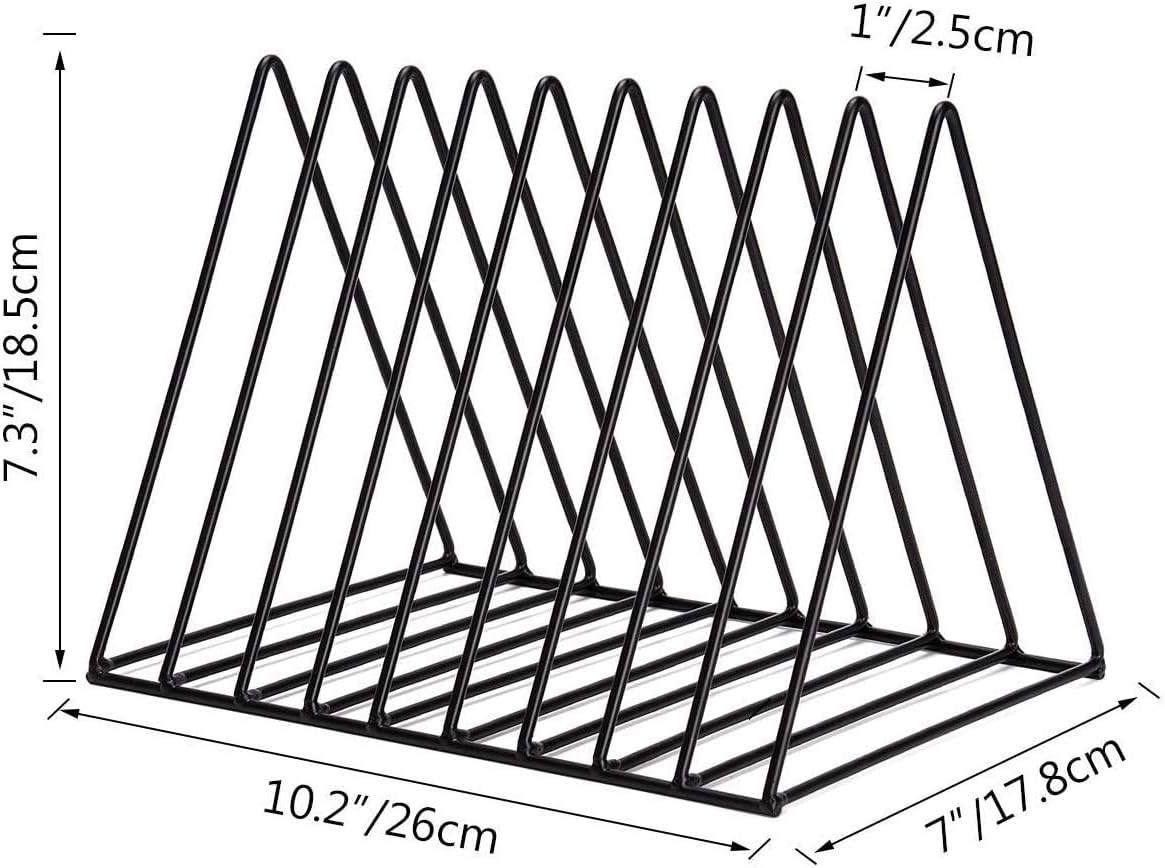 2 Vinyl Record Storage Rack, 9 Slots Holds 60 Albums, Metal Stand - Black | 10.2 x 7 x 7 In, LP Record Organizer