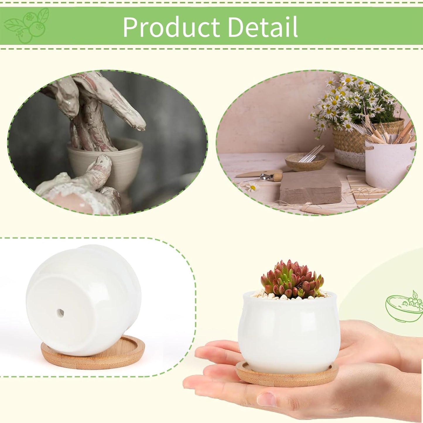 Ceramic Flower Planter Pot / White Mini / 2.5 Inch / Set of 12
