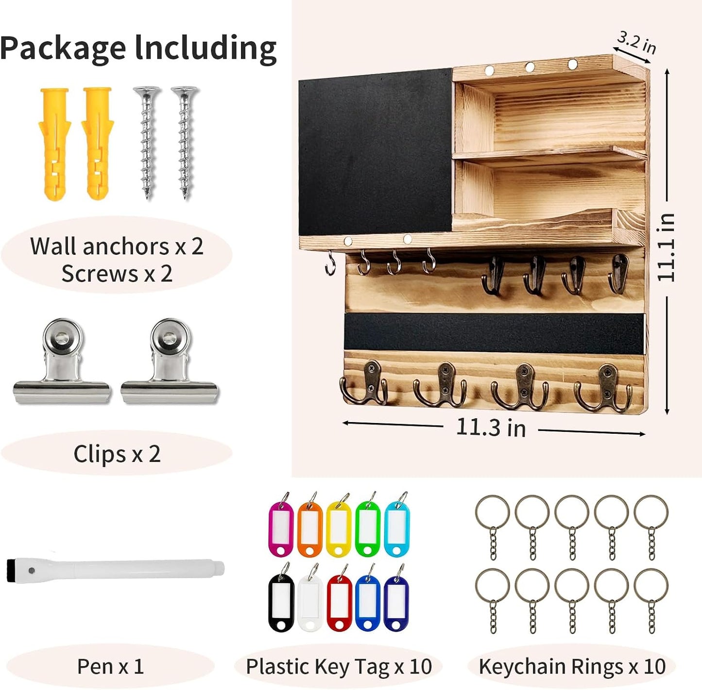 Key Holder / Hooks Small Key Shelf / Brown