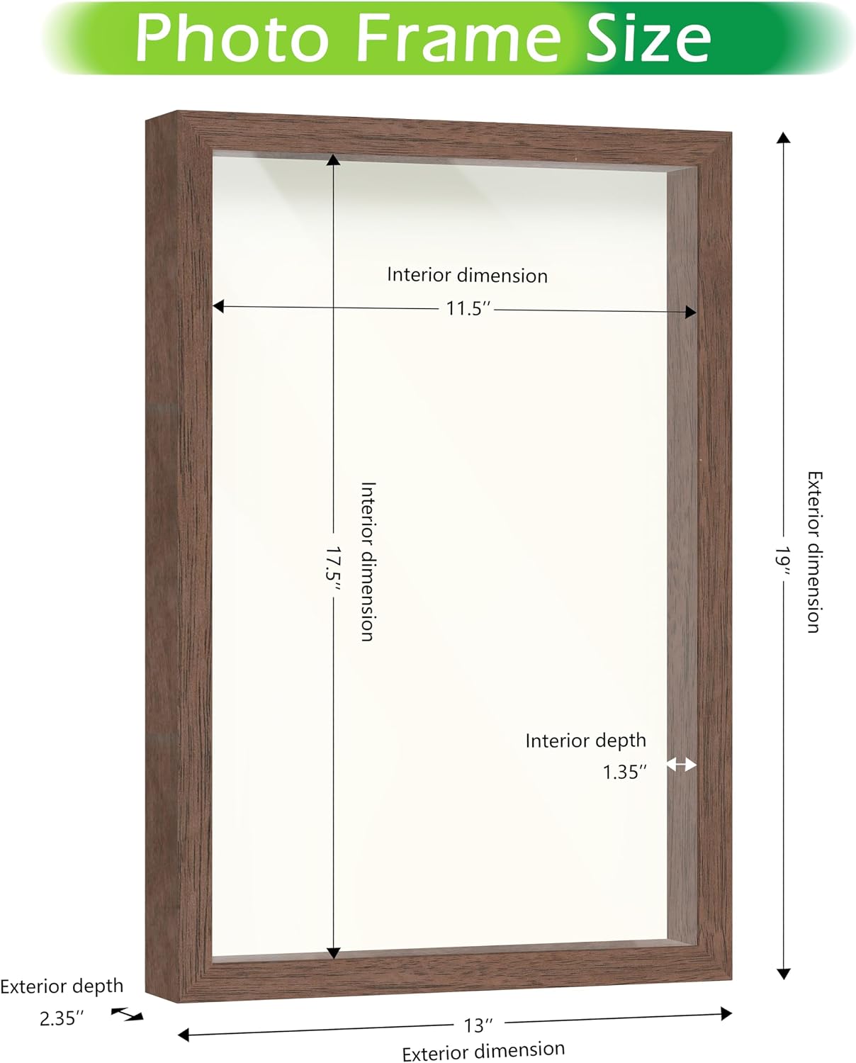 FrameWorks 12" x 18" Dark Oak Wooden Shadow Box Frame – Soft Felt Back, Tempered Glass, and Included Elegant White Ball