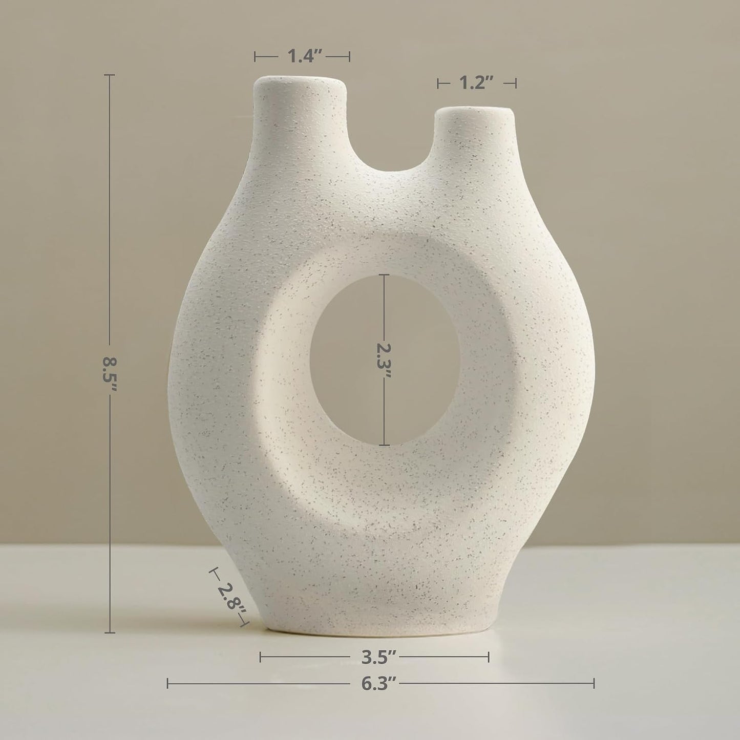 Donut Ceramic Vase for Flowers / White