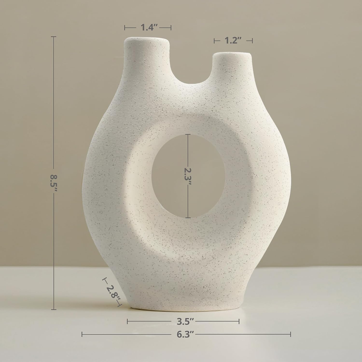 Donut Ceramic Vase for Flowers / White