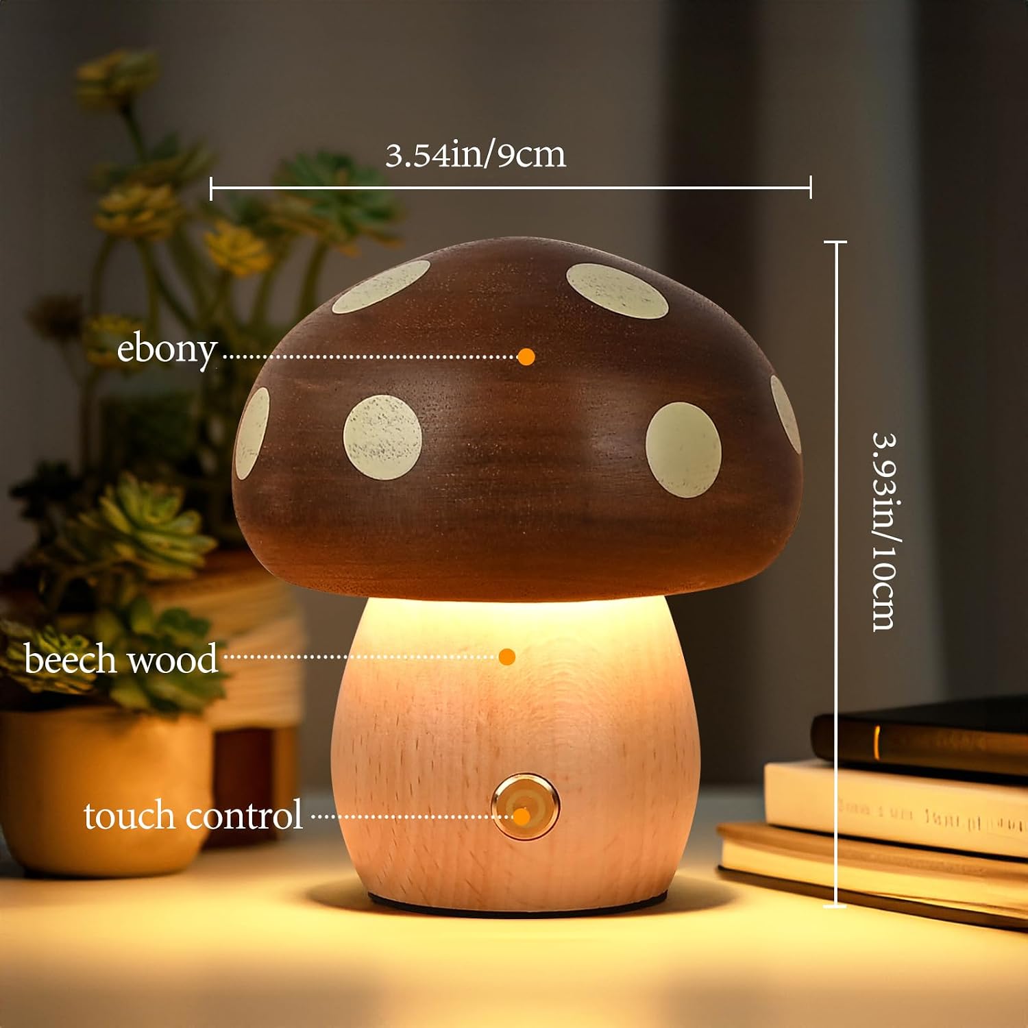 Wooden Mushroom Lamp / Bronze