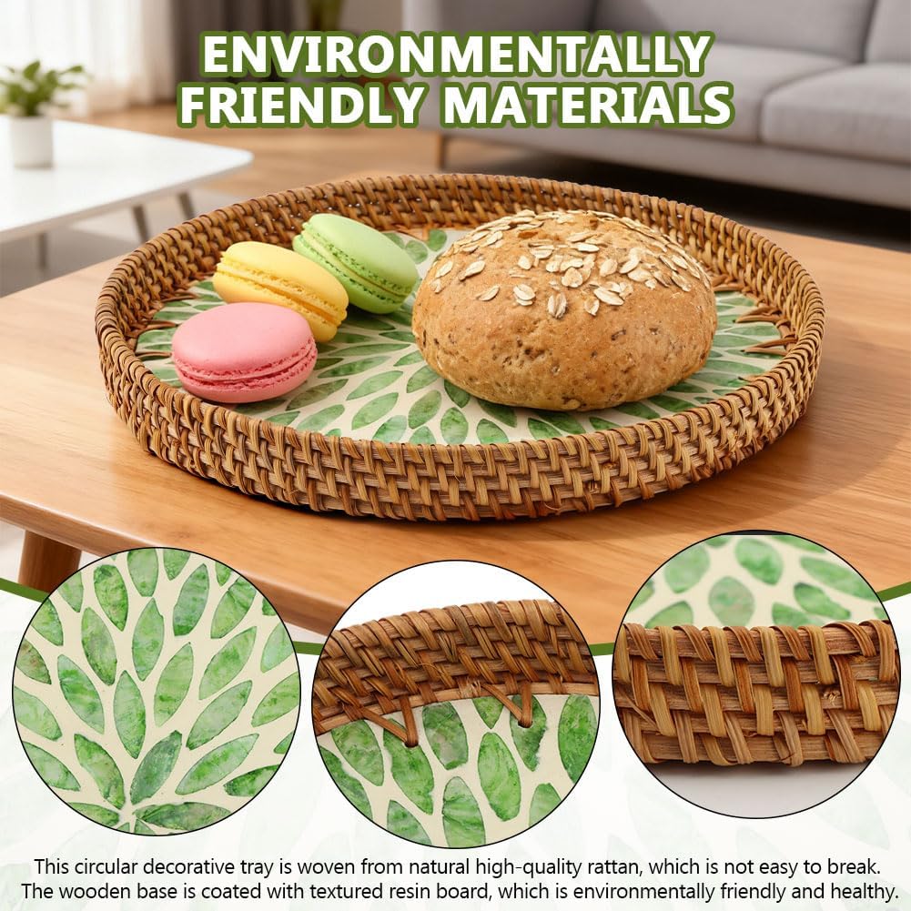 Handwoven Round Rattan Tray / 11.02 Inch / Set of 11