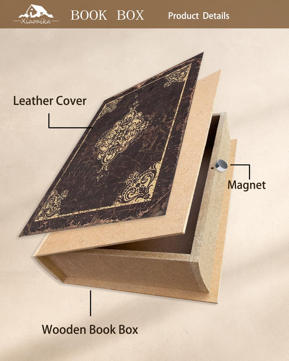 Wooden Book Box / 3 x Dark Vintage / Set of 3