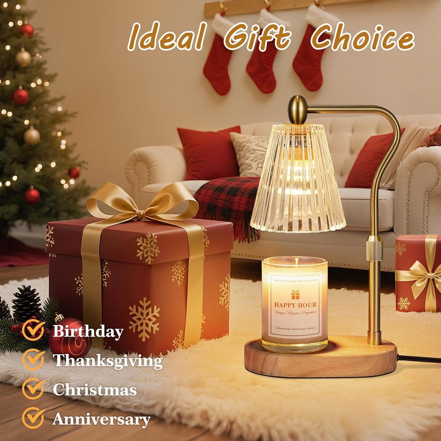 Imenlox Candle Warmer Lamp, with Timer and Dimmer, Adjustable Height, for Mom, Christmas Birthday Gifts for Women