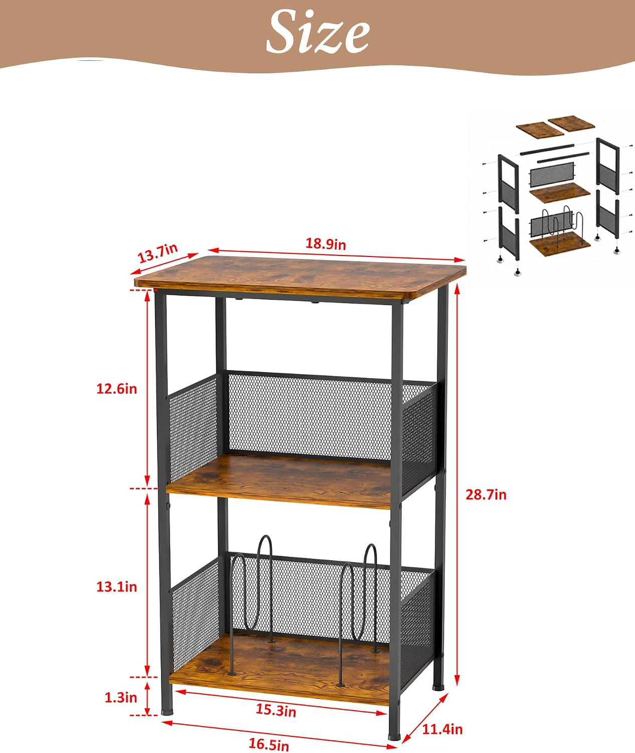 Honkazita 3 Tier Vinyl Record Storage Table Wooden Turntable Stand | holds up to 200 albums, now playing vinyl record