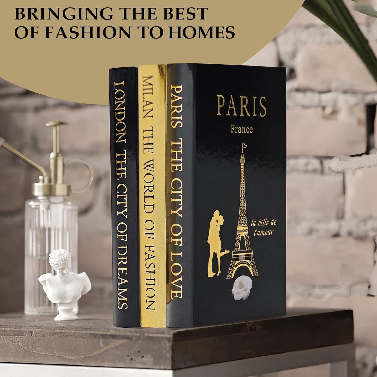 Decorative Books / Golden Garland Bead / Black / Set of 3