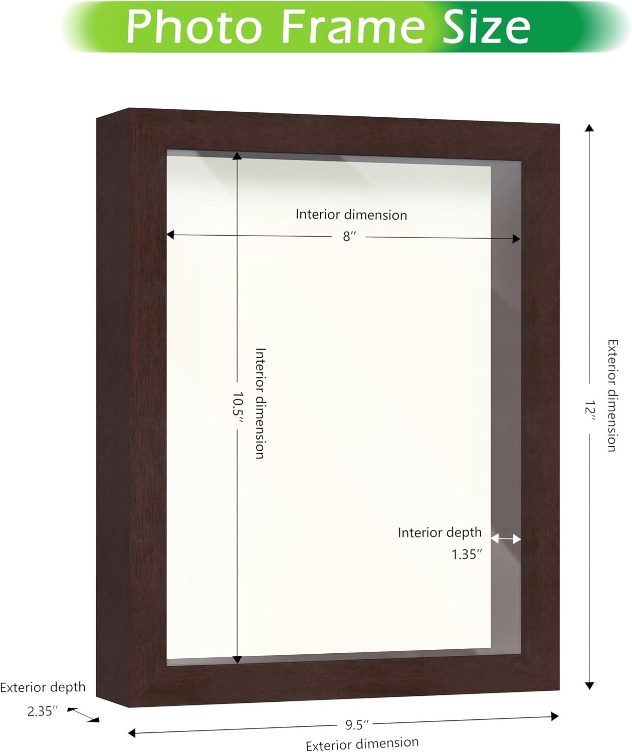 FrameWorks Mahogany Wooden Shadow Box Frame - 8.5' x 11' Display Case with Soft Felt Back, Tempered Glass, White Ball