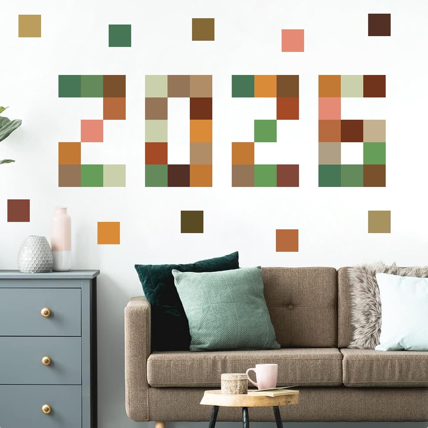 Pixel Wall Decals Geometric Square Wall Stickers Removable Pixel Gamer Vinyl Decals Game / Block