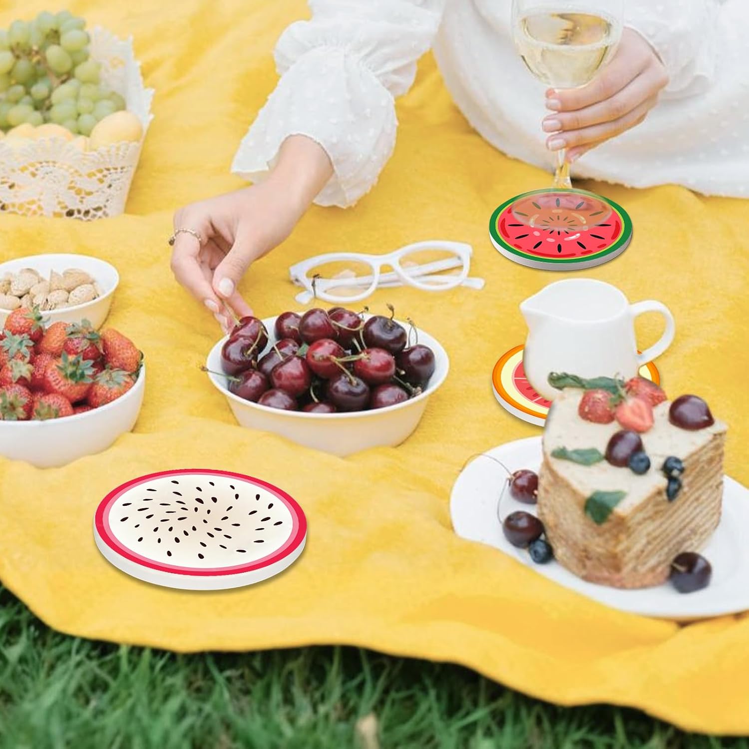 Cork Base and Metal / Fruit / Set of 6