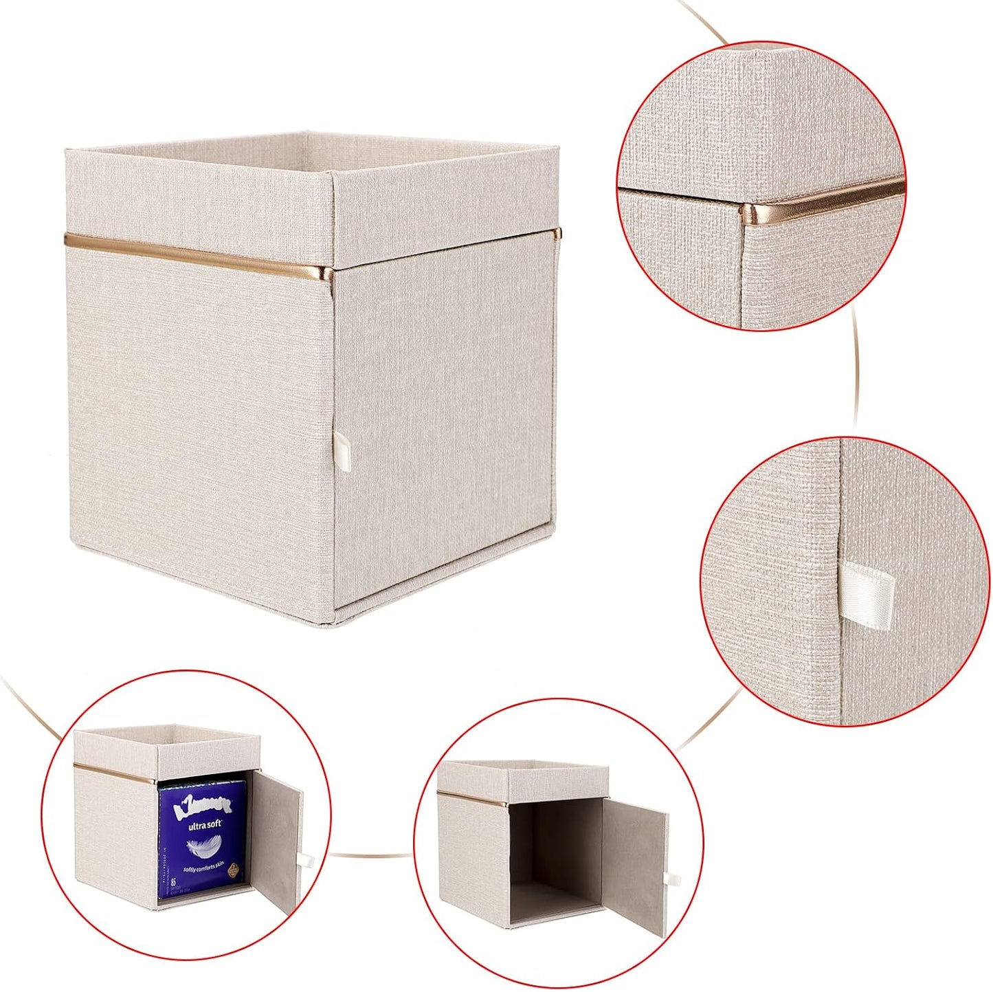 Linen Square Tissue Box Cover / Beige