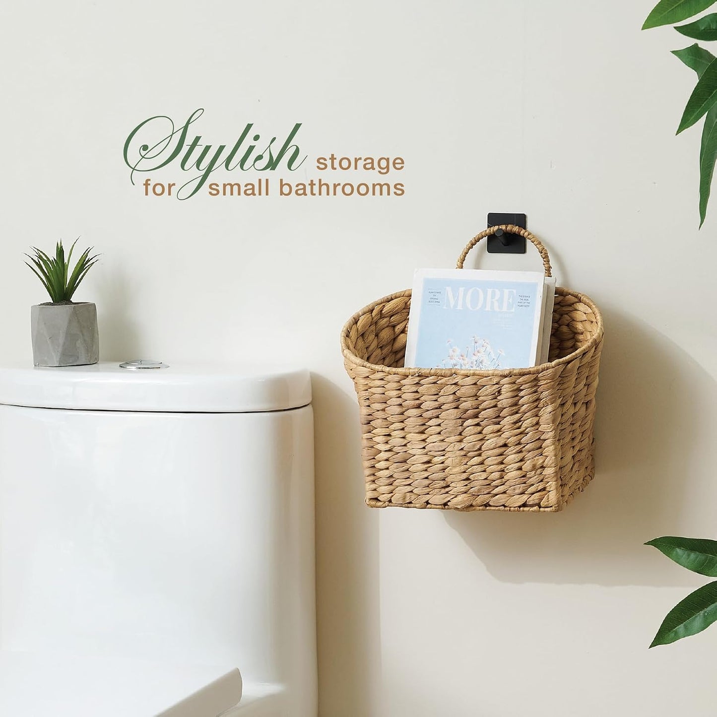 Woven Wall Baskets for Storage / Natural Water Hyacinth / Set of 2