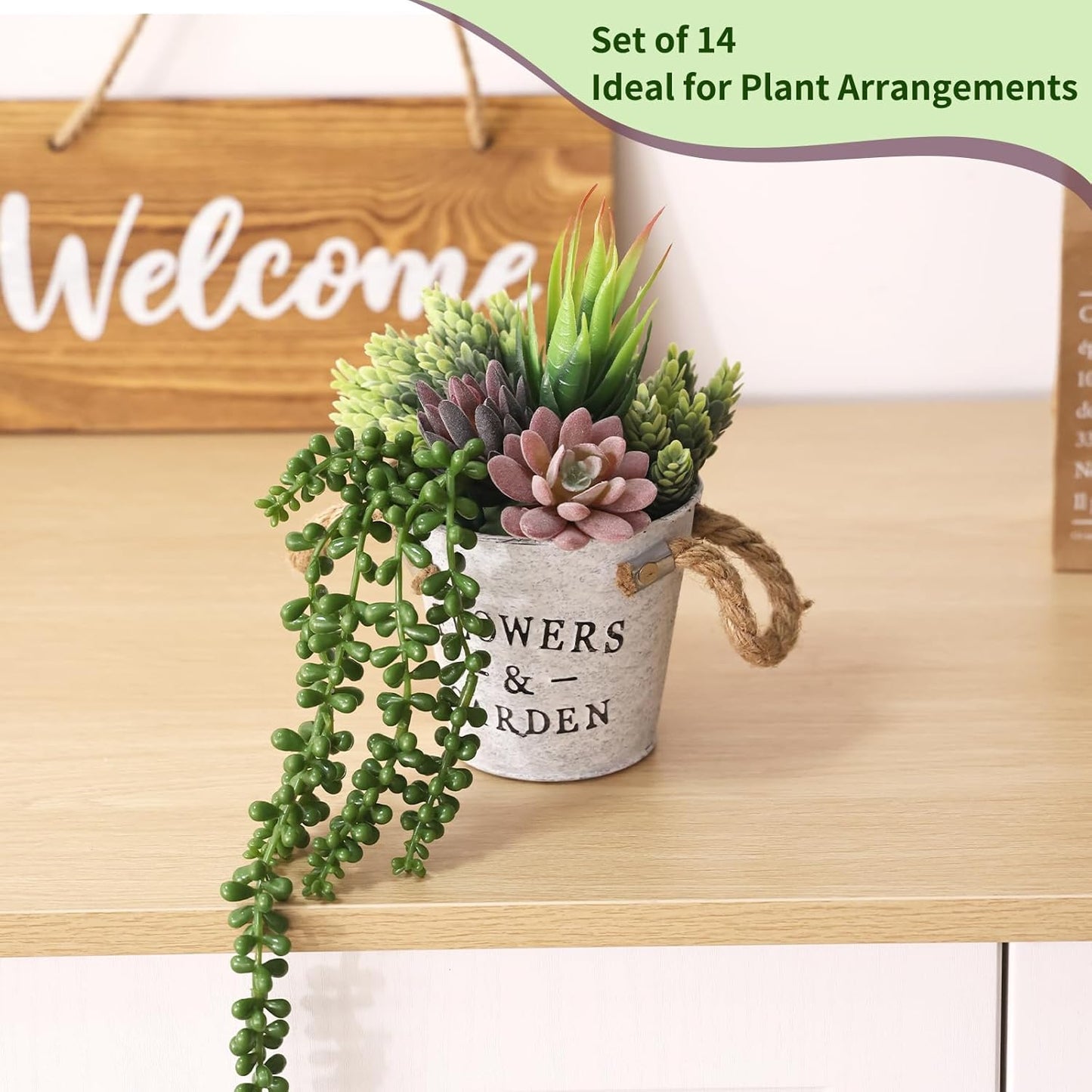 Fake Succulents Unpotted Realistic Textured Succulent Plants Mini Artificial Succulent / Set of 14