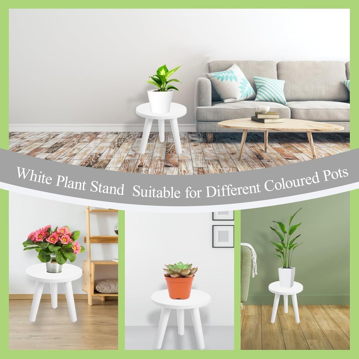 Wooden Planter Stands Holder Mid Century Plant Riser / 1PC 8.6 / White