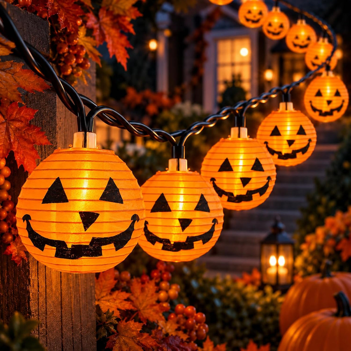 Pumpkin Lantern 8.5FT 10 Pumpkin String Lights for Halloween Decor