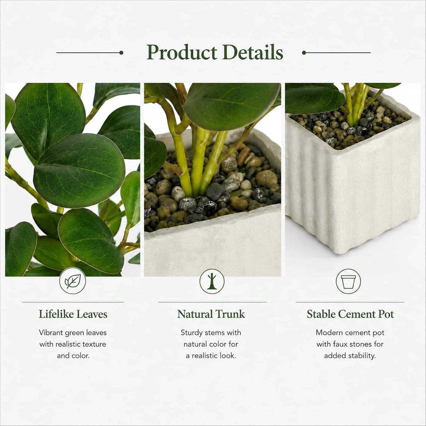 13" Artificial Potted Plant for Idoor Decor / Green