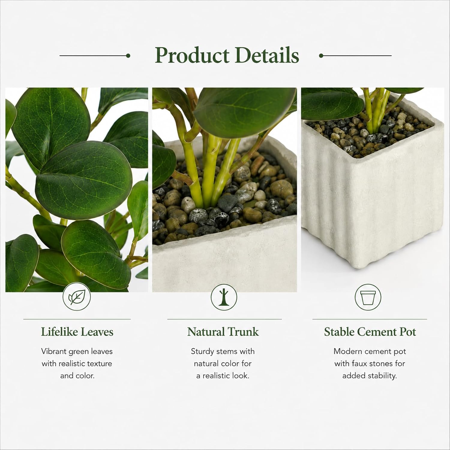 13" Artificial Potted Plant for Idoor Decor / Green