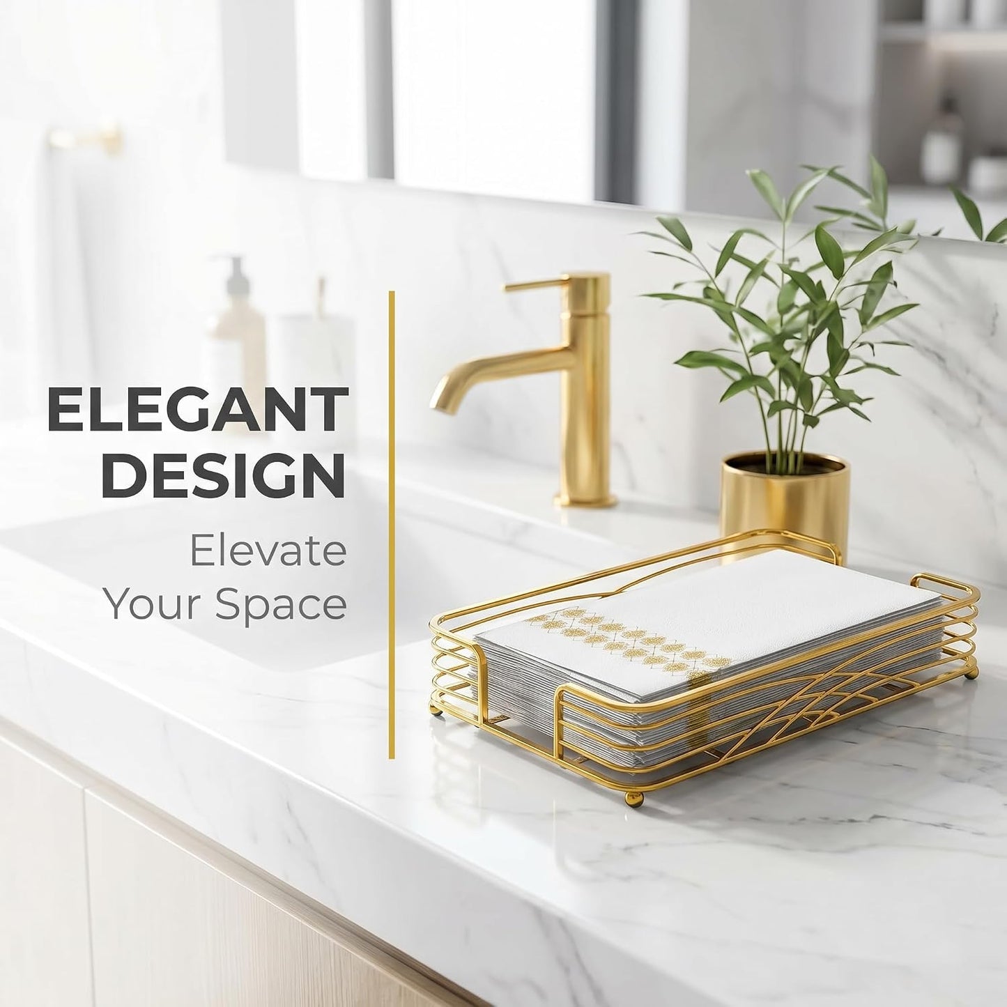 Gold Tray / D - Matt Gold Napkin Holder for Bathroom / Guest Towel Holder