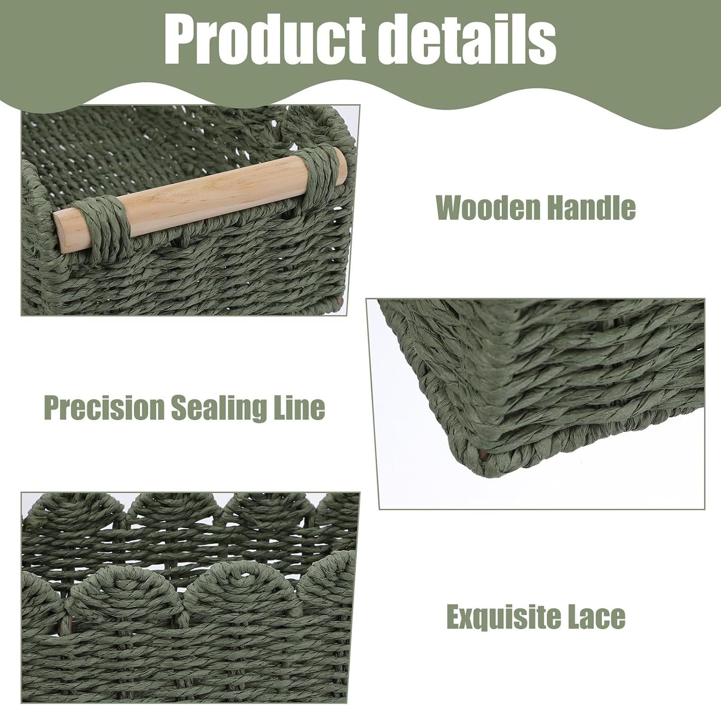Wicker Baskets / 2 Sizes Toilet Paper Storage Basket Scalloped Basket / Set of 2