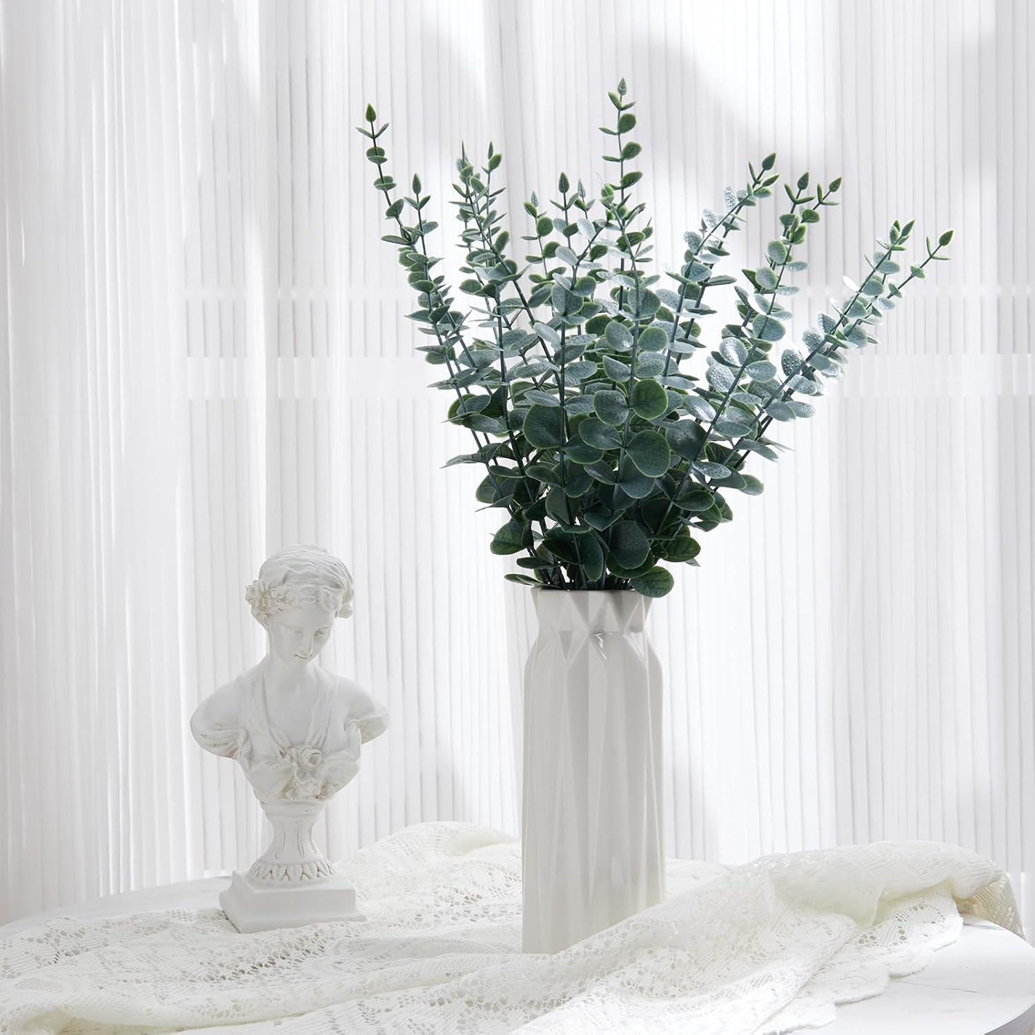 Fake Eucalyptus Plants Real Touch Faux Flower / Set of 40